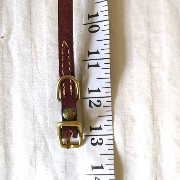 Handcrafted Genuine Leather Dog Collar Brass Buckle 13 inch - Picture 2 of 4